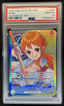 2025 One Piece Nami Leader Alt Art Alternative #OP11-041 PSA 10 GEM MINT - Image 1
