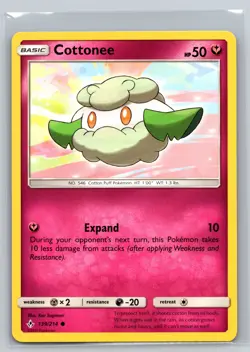 Cottonee 139/214 Unbroken Bonds Pokemon Card Fairy Type Basic Expand Attack - Image 1