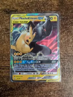 Pokemon Pikachu & Zekrom GX Holo-Team Up Sun and Moon Card 33/181 - Image 1