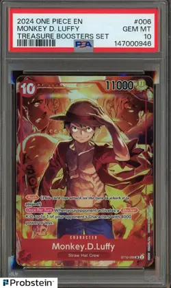 2024 One Piece Promo Treasure Boosters Set #006 Monkey D. Luffy PSA 10 GEM MINT - Image 1