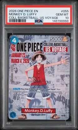 2026 ONE PIECE PROMOS COLLEGE BASKETBALL: US VOYAGE MONKEY D. LUFFY PSA 10 - Image 1