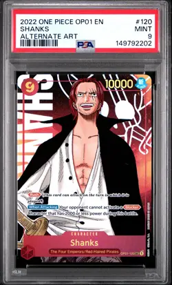 2022 ONE PIECE OP01-ROMANCE DAWN ALTERNATE ART #120 SHANKS PSA 9 - Image 1