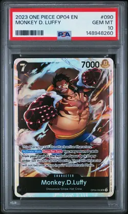 2023 ONE PIECE OP04-KINGDOMS OF INTRIGUE #090 MONKEY D. LUFFY PSA 10 - Image 1