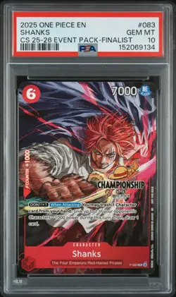 2025 ONE PIECE CHAMPIONSHIP 2025-26 EVENT PACK FINALIST #083 SHANKS PSA 10 - Image 1