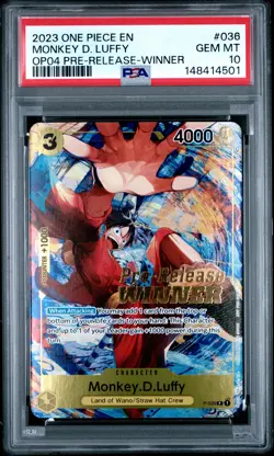2023 ONE PIECE PROMOS PRE-RELEASE-WINNER #036 MONKEY D. LUFFY PSA 10 - Image 1