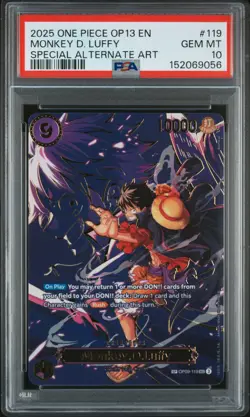2025 ONE PIECE CARRYING ON HIS WILL SPECIAL ALT ART #119 MONKEY D. LUFFY PSA 10 - Image 1