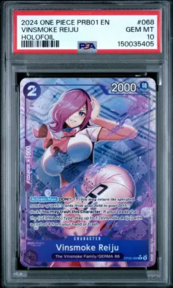 2024 ONE PIECE PRB01-PREMIUM BOOSTER HOLOFOIL #068 VINSMOKE REIJU PSA 10 - Image 1