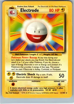 Electrode - 21/102 - Pokemon Base Set Unlimited Rare Card WOTC - Image 1