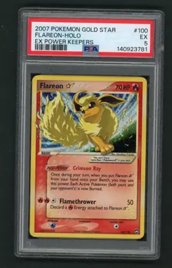 2007 POKEMON CARD EX POWER KEEPERS GOLD STAR #100 FLAREON-HOLO PSA 5 (New Cert) - Image 1
