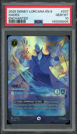 2025 DISNEY LORCANA FABLED HADES INFERNAL SCHEMER ENCHANTED PSA 10 GEM MINT #237 - Image 1