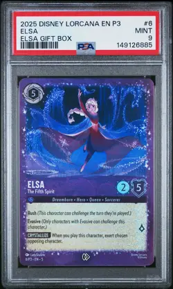 2025 DISNEY LORCANA EN P3-PROMO ELSA GIFT BOX #6 ELSA THE FIFTH SPIRIT PSA 9 - Image 1