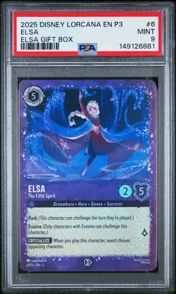 2025 DISNEY LORCANA EN P3-PROMO ELSA GIFT BOX #6 ELSA THE FIFTH SPIRIT PSA 9 - Image 1
