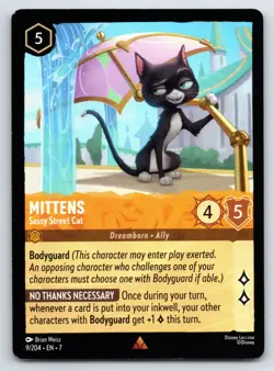 Disney Lorcana Mittens - Sassy Street Cat Archazia's Island Rare #9/204 NM - Image 1