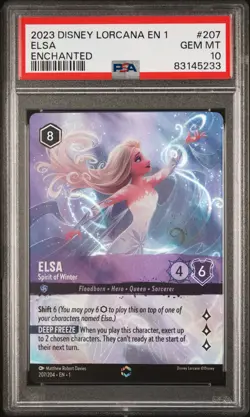 2023 DISNEY LORCANA THE FIRST CHAPTER ENCHANTED ELSA SPIRIT OF WINTER PSA 10 - Image 1