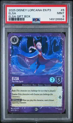 2025 DISNEY LORCANA EN P3-PROMO ELSA GIFT BOX #6 ELSA THE FIFTH SPIRIT PSA 9 - Image 1