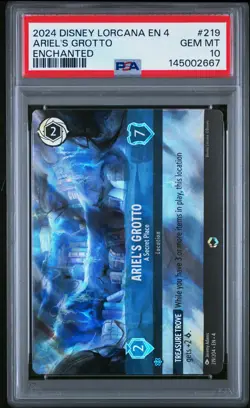 2024 DISNEY LORCANA EN 4-ENCHANTED #219 ARIEL'S GROTTO A SECRET PLACE PSA 10 - Image 1