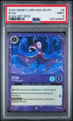 2025 DISNEY LORCANA EN P3-PROMO ELSA GIFT BOX #6 ELSA THE FIFTH SPIRIT PSA 9 - Image 1