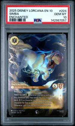 2025 DISNEY LORCANA EN 10-ENCHANTED #224 SIMBA KING IN THE MAKING PSA 10 - Image 1
