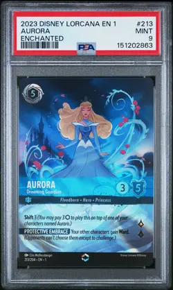 2023 DISNEY LORCANA THE FIRST CHAPTER ENCHANTED AURORA DREAMING GUARDIAN PSA 9 - Image 1