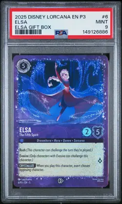 2025 DISNEY LORCANA EN P3-PROMO ELSA GIFT BOX #6 ELSA THE FIFTH SPIRIT PSA 9 - Image 1