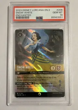 Disney Lorcana Snow White Well Wisher Enchanted Holo 206/204 Floodborn PSA 10 - Image 1
