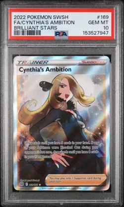 Pokemon Cynthia's Ambition Brilliant Stars #169 Graded Card PSA 10 - Image 1