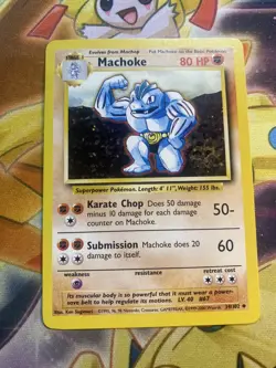 4th Print Base Set Machoke 34/102 Uncommon Pokemon Card NM Near Mint - Image 1