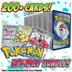 200 Pokemon TCG Card Holiday Gift Bundle! + 2 Random EX, GX, V, Mega, Full Art - Image 1