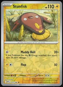 Stunfisk 035/086 Uncommon SV: White Flare Pokemon Reverse Holo Near Mint - Image 1