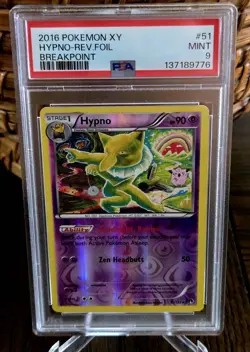 Pokemon 2016 Hypno Reverse Holo XY Breakpoint PSA 9 - Image 1