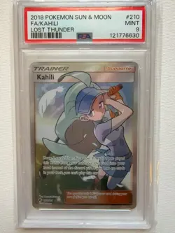 2018 Pokemon TCG Sun & Moon Full Art KAHILI 210 - Lost Thunder PSA 9 - Image 1