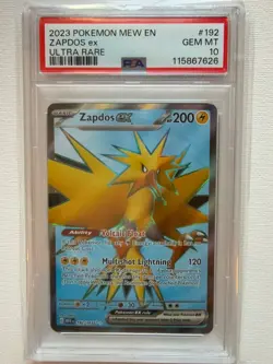 2023 Pokemon MEW 151 English ZAPDOS EX Ultra Rare Gem Mint PSA 10 - Image 1