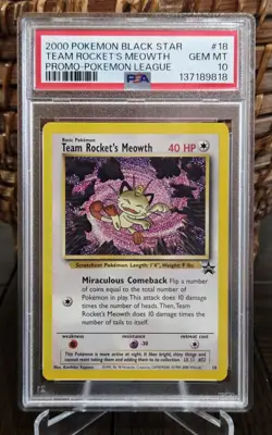 Pokemon 2000 Team Rocket's Meowth Black Star Promo PSA 10 - Image 1