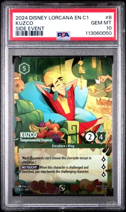 2024 DISNEY LORCANA EN C1-PROMO SIDE EVENT #8 KUZCO TEMPERAMENTAL EMPEROR PSA 10 - Image 1
