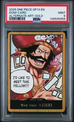 2025 ONE PIECE OP13-CARRYING ON HIS WILL ALTERNATE ART-GOLD DON!! CARD PSA 9 - Image 1