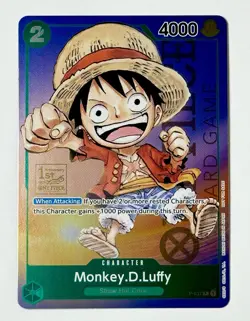Monkey D Luffy P-037 1st Anniversary Tournament STAMP Promo Holo One Piece Card - Image 1