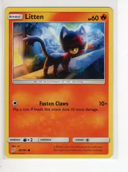 LITTEN TEAM UP SUN & MOON SET POKEMON CARD 20/181 LP - Image 1