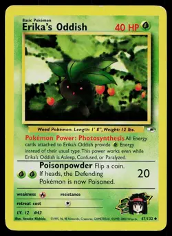 Pokemon Card Gym Heroes Erika's Oddish 47/132 Unlimited Uncommon - Image 1