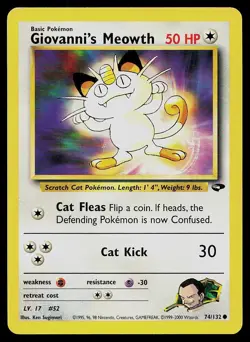 Pokemon Card Gym Challenge Giovanni's Meowth 74/132 Common - Image 1