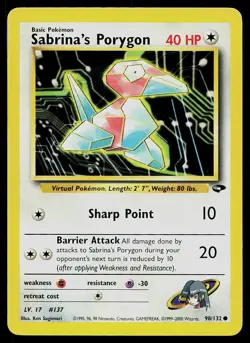 Pokemon Card Gym Challenge Sabrina's Porygon 98/132 Common - Image 1