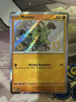 Pokemon Card - Mankey 169/091 Shiny Art - Paldean Fates - Image 1