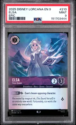 2025 DISNEY LORCANA EN 9-FABLED EPIC #210 ELSA SNOW QUEEN PSA 9 - Image 1