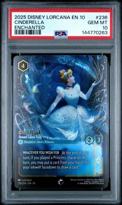 2025 DISNEY LORCANA EN 10-ENCHANTED #236 CINDERELLA DREAM COME TRUE PSA 10 - Image 1