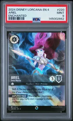 2024 DISNEY LORCANA EN 4-URSULA'S RETURN ENCHANTED ARIEL SONIC WARRIOR PSA 9 - Image 1