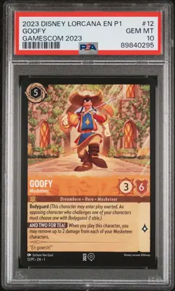 2023 DISNEY LORCANA EN P1-PROMO GAMESCOM 2023 #12 GOOFY MUSKETEER PSA 10 - Image 1