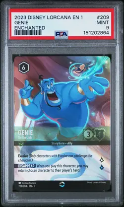 2023 DISNEY LORCANA EN 1-THE FIRST CHAPTER ENCHANTED GENIE ON THE JOB PSA 9 - Image 1