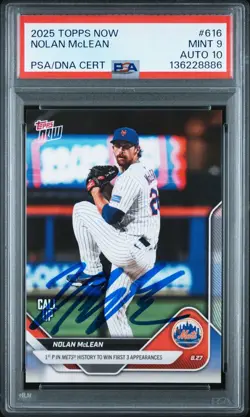 NOLAN MCLEAN Signed 2025 Topps Now Debut Autographed Auto Card Mets RC PSA 9/10 - Image 1