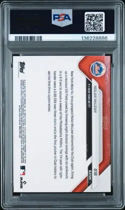 NOLAN MCLEAN Signed 2025 Topps Now Debut Autographed Auto Card Mets RC PSA 9/10 - Image 2
