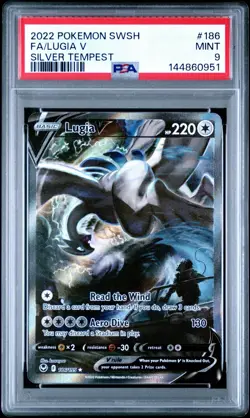 2022 Pokemon SWSH Silver Tempest Full Art Lugia V #186 PSA 9 MINT - Image 1