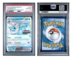 2025 Pokemon Prismatic Evolution #025 Stamped Vaporeon ex PSA 10 - Image 1